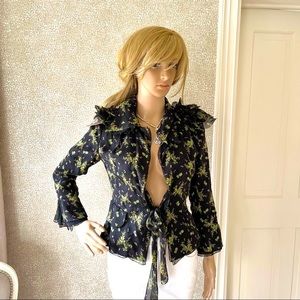 Dolce & Gabbana silk floral jacket black and green 40